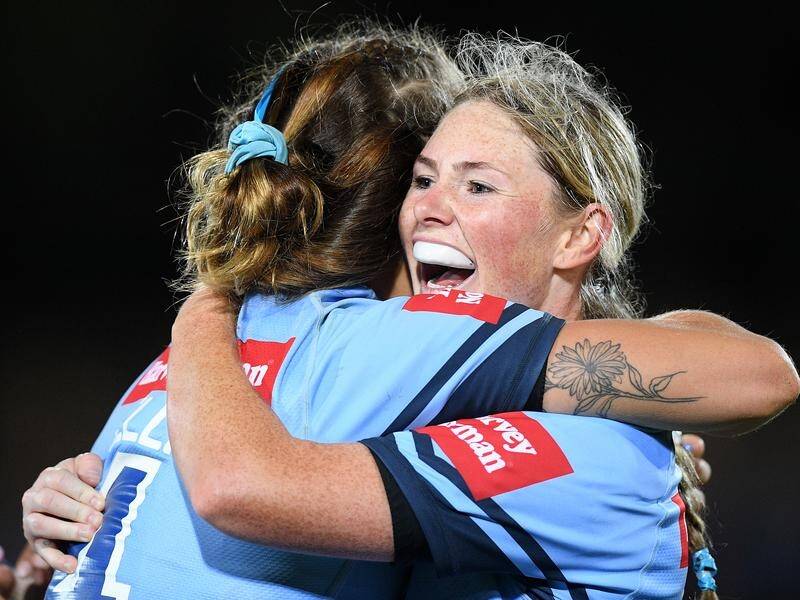 NSW star Maddie Studdon (R) has been named player of the match in the Women's State of Origin.