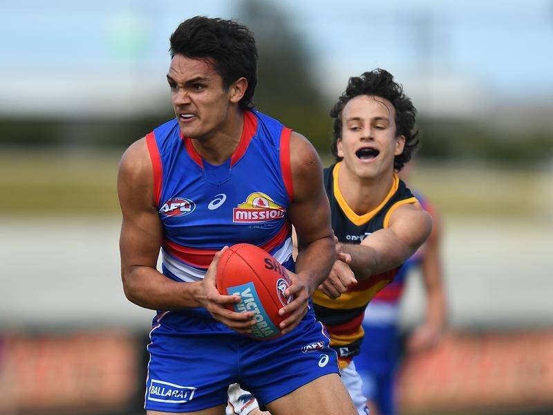 Jamarra-Ugle-Hagan (l) will stay with the Western Bulldogs until at least 2024.