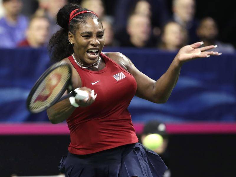 Serena Williams has advanced to the second round with a 4-6 6-4 6-1 win over Bernarda Pera.