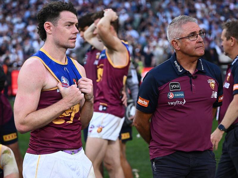 Lions coach Chris Fagan (right) has commended his players' reaction to last year's grand final loss. (Joel Carrett/AAP PHOTOS)