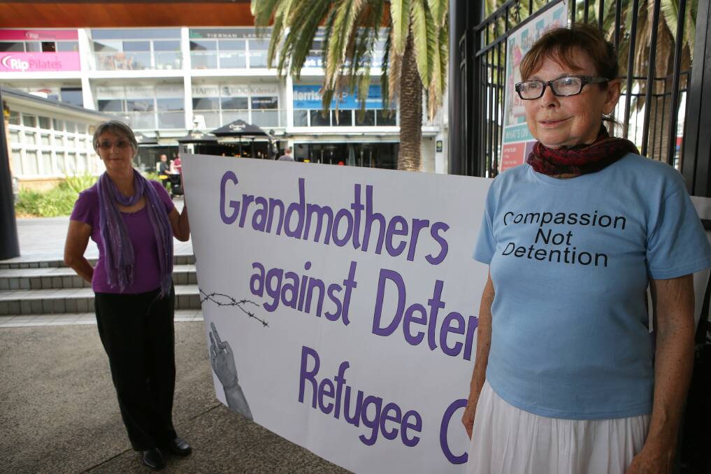 Speaking out: Diane Gosden(r), Meg Petersen, who have formed a Sutherland Shire branch of the growing national movement, Grandmothers Against Detention of Refugee Children. Picture: John Veage