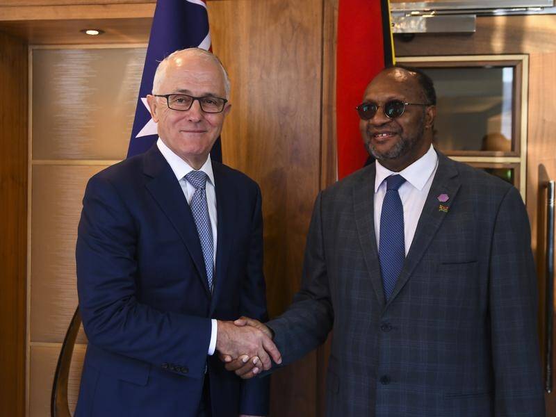 Charlot Salwai (right) promised Malcolm Turnbull there are no plans for a Chinese base in Vanuatu.