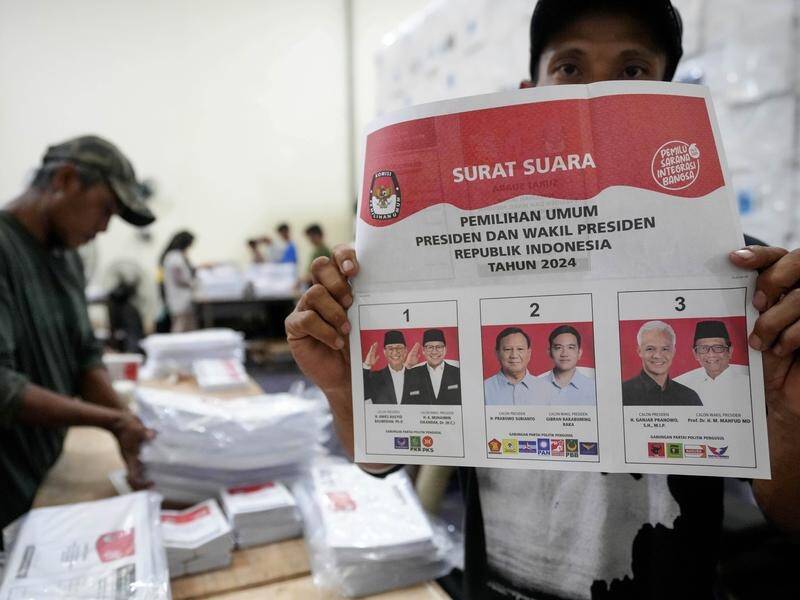 Officials have delivered ballot boxes and papers to far-flung regions of Indonesia for the election. (AP PHOTO)