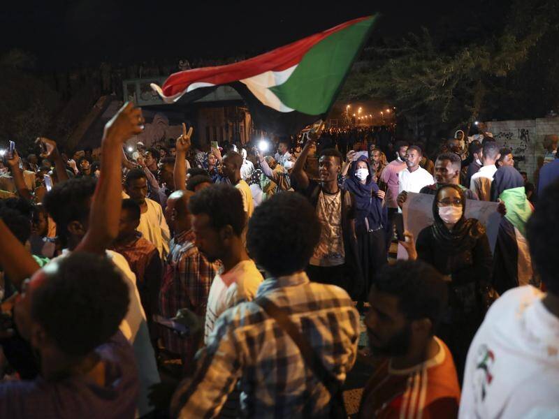 Crowds gathered in central Khartoum to commemorate a raid on a sit-in protest in 2019.