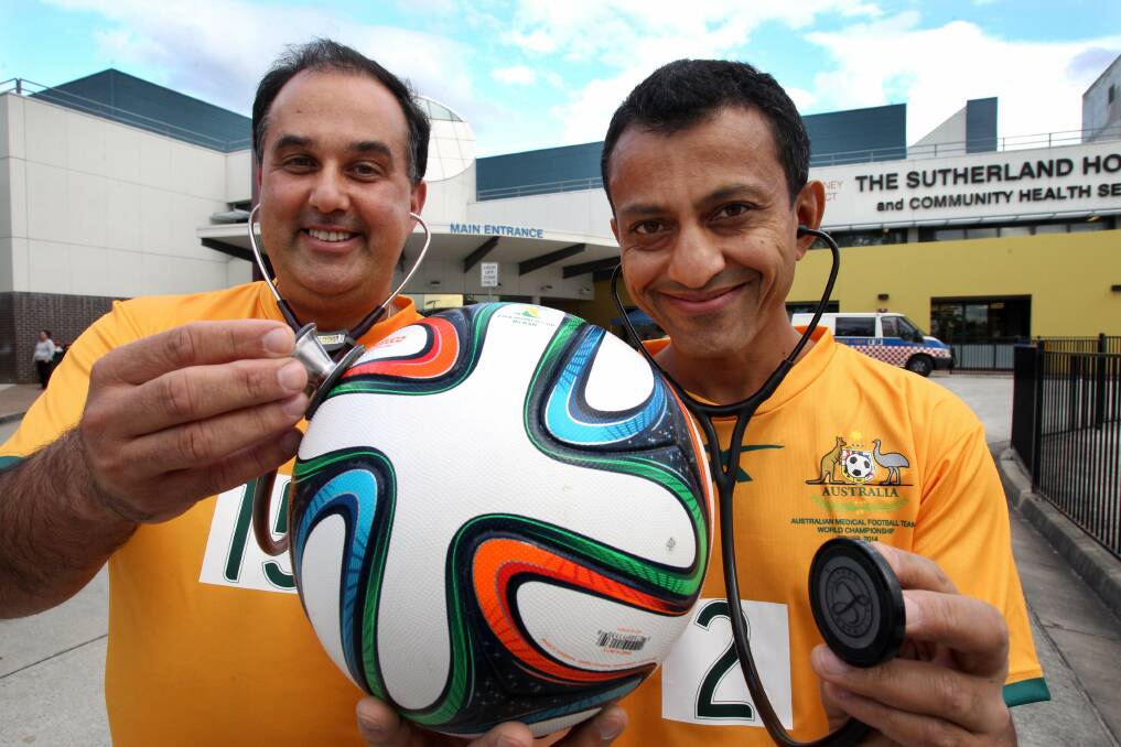 Team spirit: Dr Con Archis and Dr Shiva Roy will head to Brazil with the Docceroos for a doctors' football tournament. Picture: Jane Dyson
