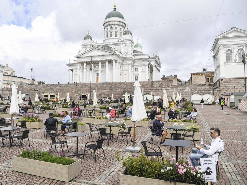 The Super Terrace for safe dining in Helsinki, Finland where a state of emergency has been declared.