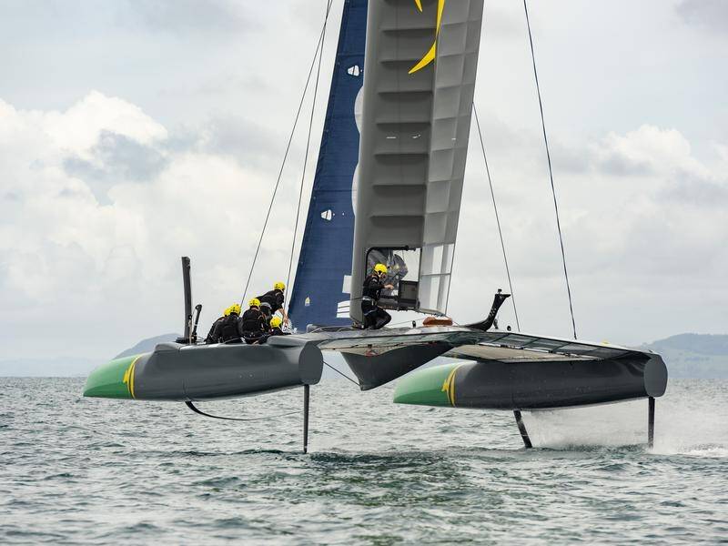 Former champion ironman Ky Hurst is enjoying his transition to sailing on Tom Slingsby's F50.