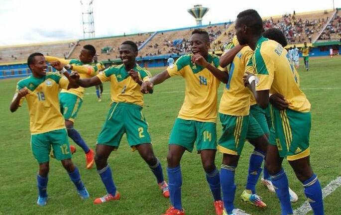 Dedication: Yves Rubasha (No. 14) on debut with Rwanda under 23s earlier this month. Picture supplied
