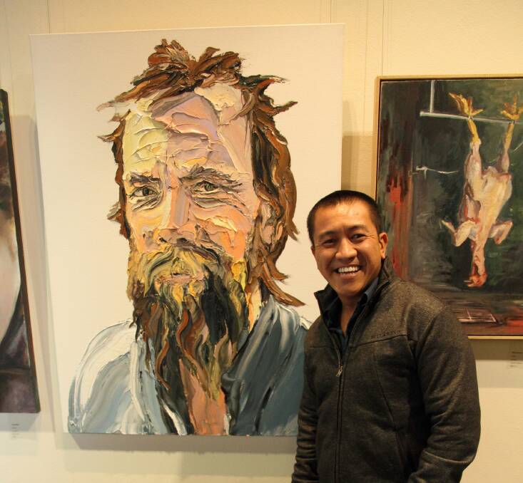 Multitalented:  Anh Do with his Kogarah Art Prize-winning entry.
