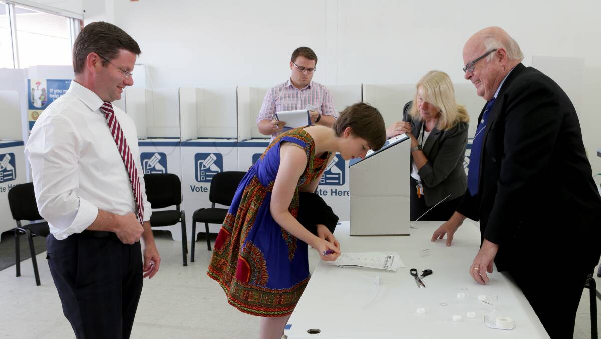 Numbers game: Mark Coure and Philippa Clark at the Oatley ballot draw. Picture: Jane Dyson

