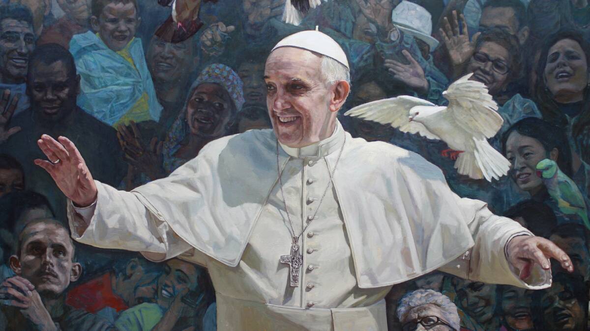 The face of faith: Shen's portrait of Pope Francis. Picture: Supplied