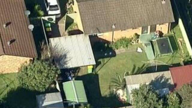 Crime Scene: An aerial shot of the backyard where a man was found dead last night. Picture: 9News
