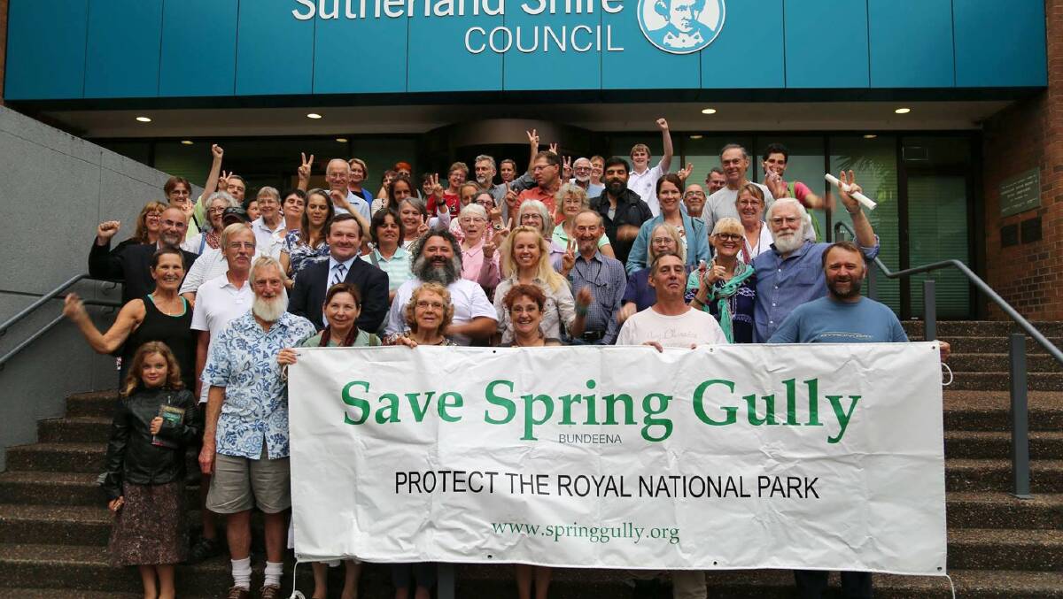 Land concerns: Bundeena residents outside Sutherland Shire Council chambers this week are happy the council has recommended the former night soil depot and adjacent land be transferred to the Royal National Park.
