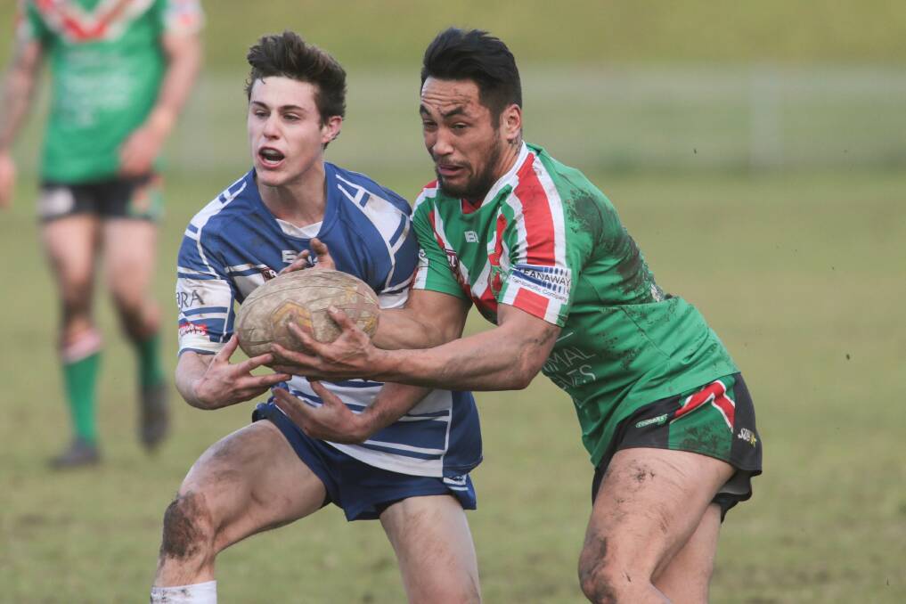 Retained: St George Illawarra under-20s outside back Patrick Herbert, right, playing for Corrimal against Thirroul in the Illawarra competition in 2015. Picture: Adam McLean.

