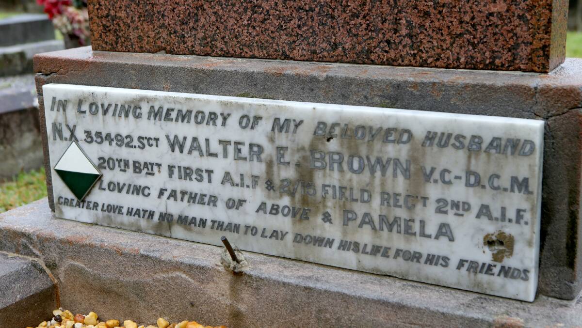 No upkeep: Walter Brown’s memorial on his son’s grave.
