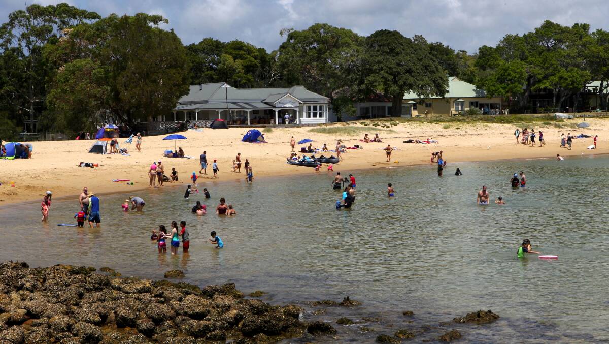 Shared territory: Weekend swimmers at Horderns Beach, Bundeena, which borders the southern part of Port Hacking. Picture: Lisa McMahon

