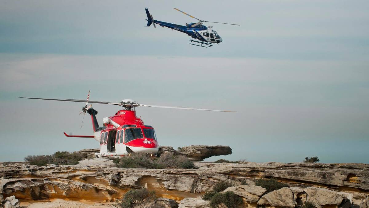 A man was winched to safety after falling from a cliff at Bundeena. Picture: NSW Police Media.