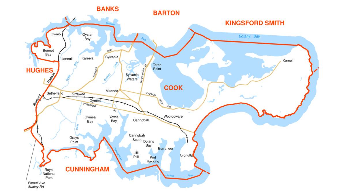 The current boundary map for the federal seat of Cook. Map: Australian Electoral Commission