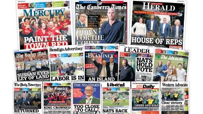The May 23 post-election front pages of publisher ACM's daily newspapers in NSW, Victoria, Tasmania and the ACT