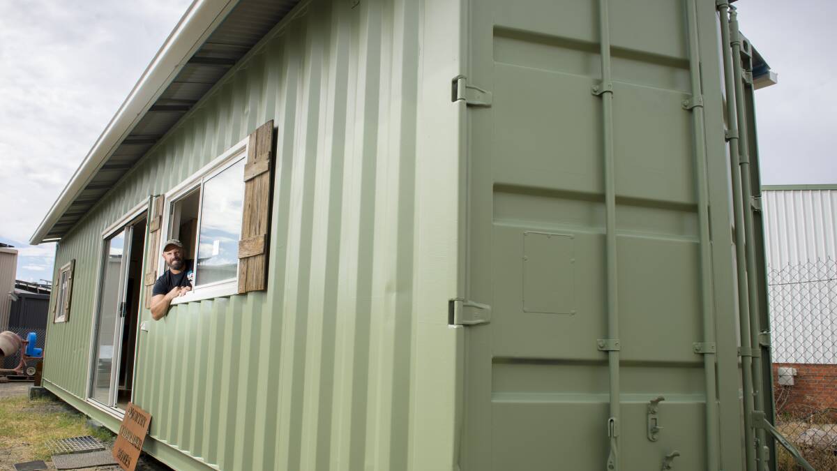 COMPACT HOMES: Tony Skinner builds tiny houses out of shipping containers. Picture: DARREN HOWE