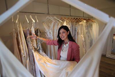 The dress planner: Newlywed Melanie Bowman, 29, has opened a bridal studio from home, to help women in white. Picture: John Veage 