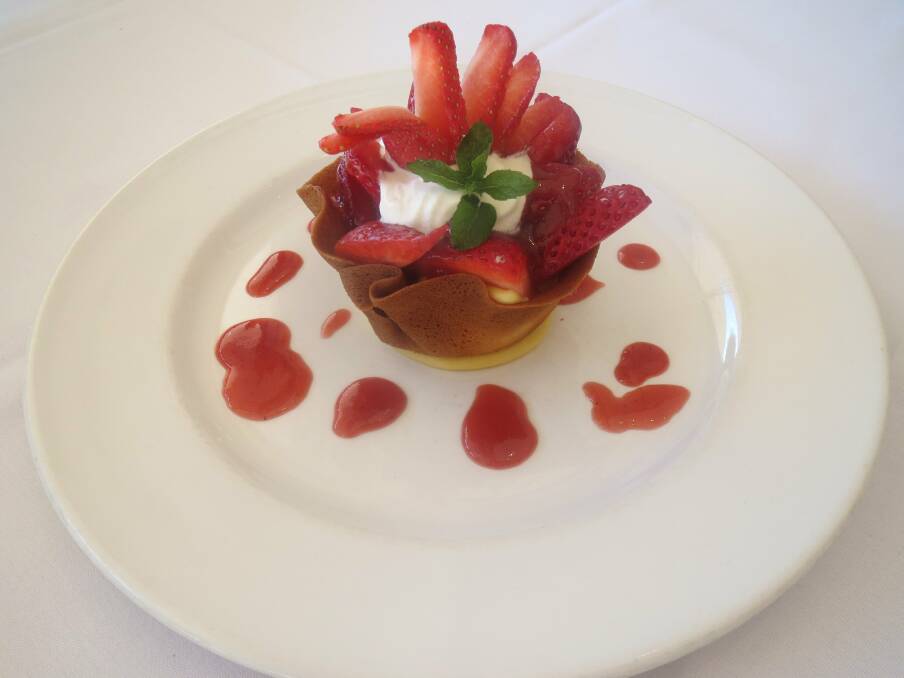 Dessert at Oatley: Diners love Tracey Wu’s strawberry tulips.