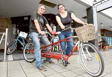 Hike on a bike: Owners Radmila and Dragan Avramrvic outside Mobile Bike Rental Cafe, Brighton-Le-Sands. Picture: Chris Lane