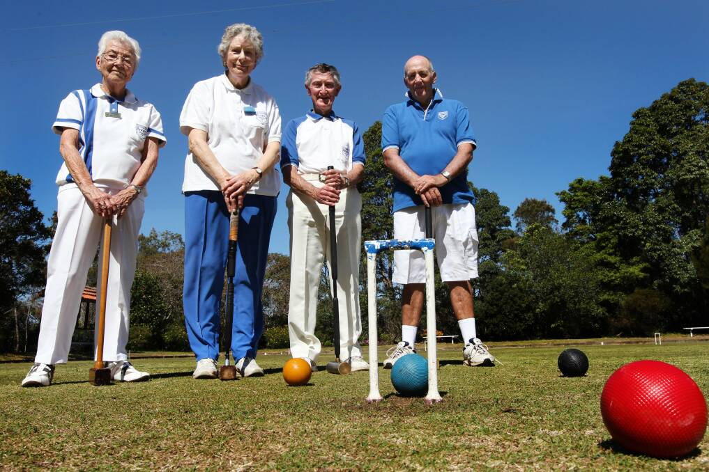 Turfed out: Sutherland Croquet Club members are concerned after being told by Miranda RSL that their three lawns are being taken for redevelopment as a highrise. Left to right: Win Russell, Kath Coull, Ron Johnstone and David Woods. Picture:Jane Dyson