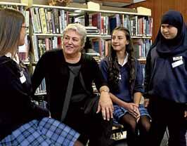 Role model: Australian sailor Kay Cottee inspired Moorefield Girls High School students Ilina Gjurovska, Natalie Mitreski and Lamees Mchawrab to chase their career goals. Picture: Jane Dyson