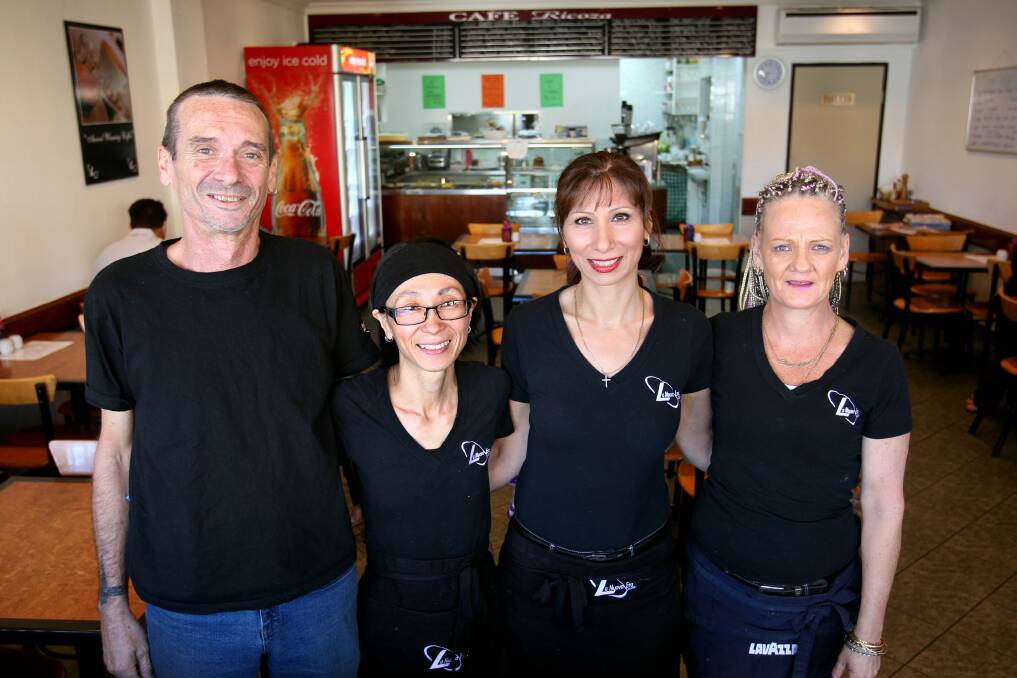 Gourmet delights: (From left) Roger Beck, Helen Beck, Kaye Klaritis and Christine Higgins from Ricoza Caffe, Kingsgrove. Picture: Jane Dyson