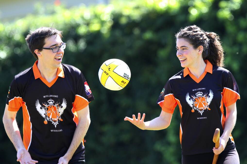 Harry Potter fans: Julia Pearson and Kurt Rallings are members of the UOW quidditch team.Picture John Veage
