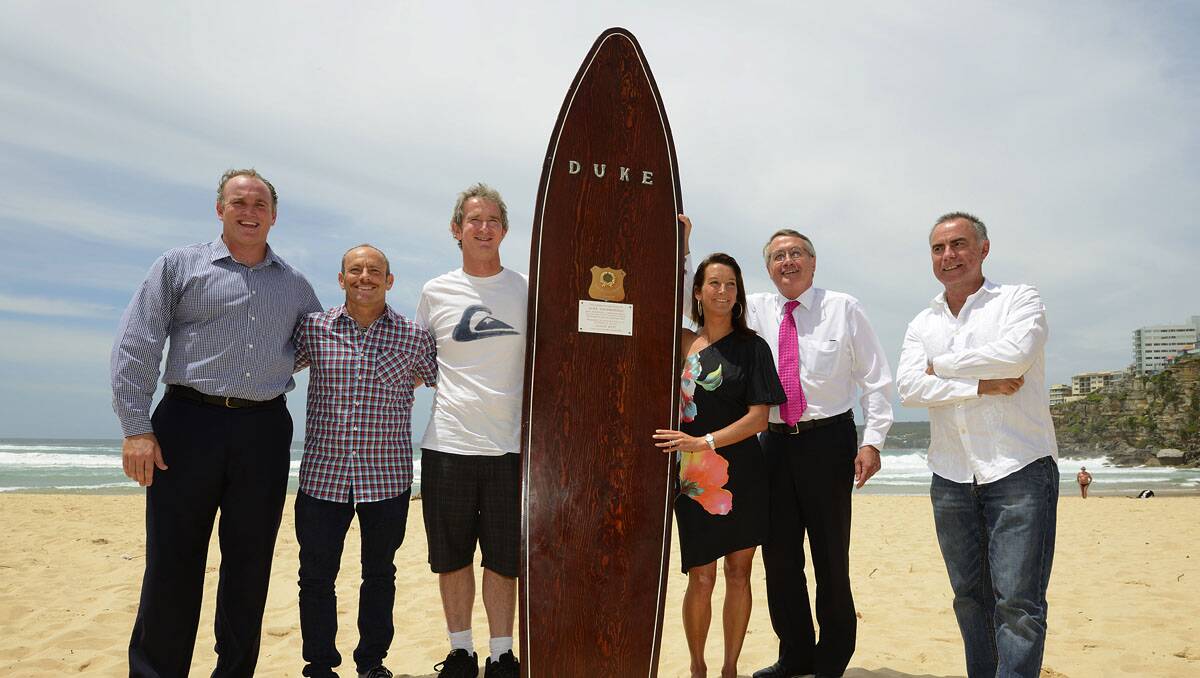 Surfing Australia launch with  Duke Kahanamoku's board at Freshwater Beach.Picture Surfing Australia