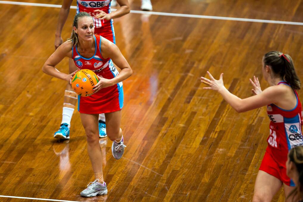 Two good legs: Vanessa Ware in action for the NSW Swifts.