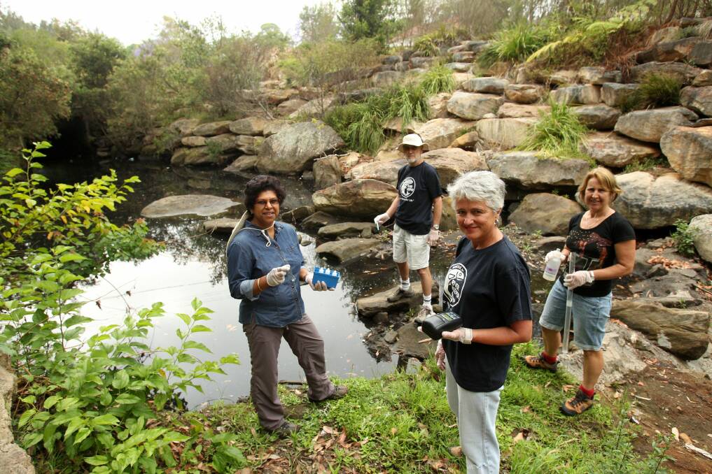 Calling for action: Streamwatch volunteers (from left) Melina Amerasinghe, Graham Lalchere, Anne Wagstaff and Sonia Baxant. Picture: Chris Lane